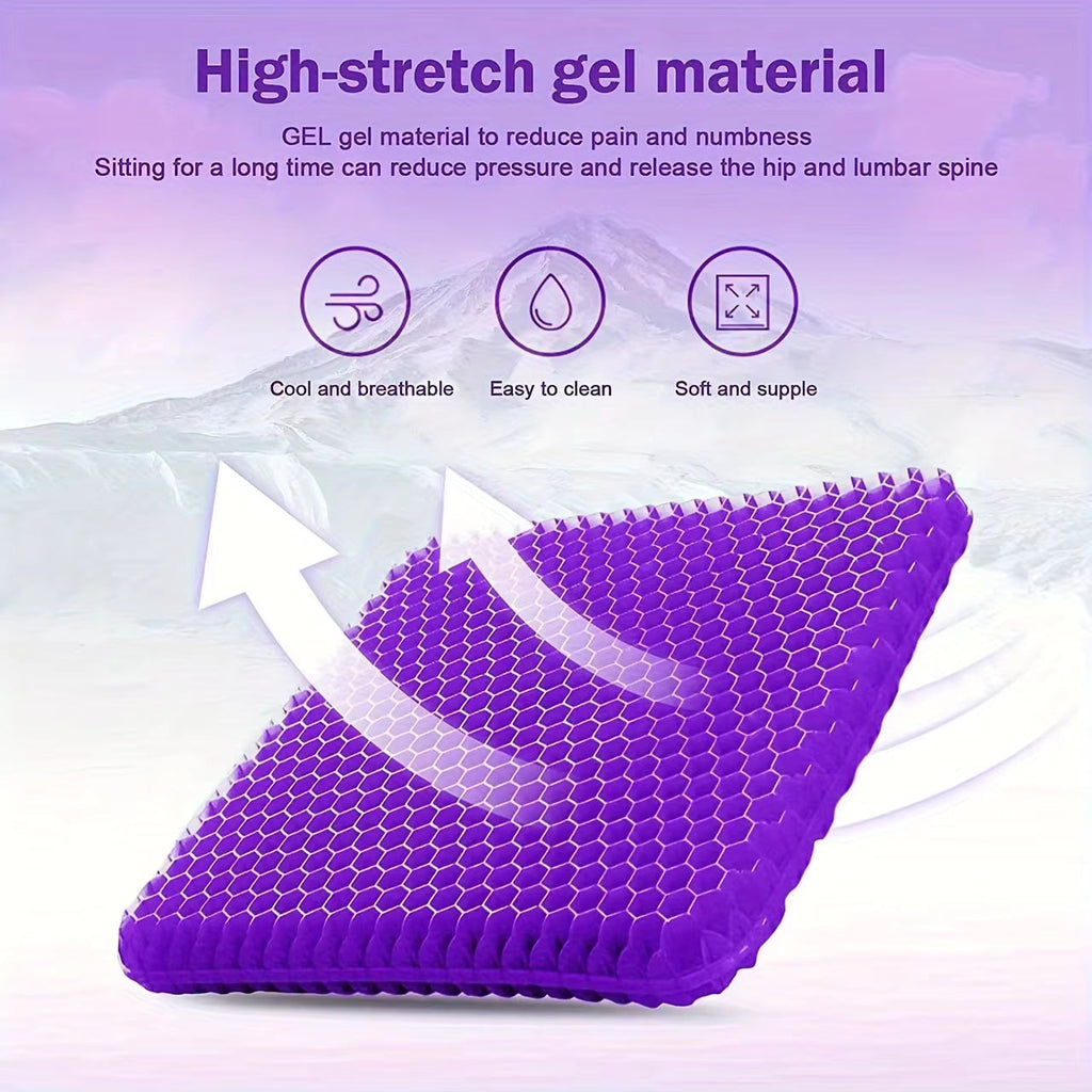 Svena Breathable Honeycomb Gel Seat Cushion - Comfort Support Chair Pad for Office & Car, Cooling Pressure Relief TPE Cushion with Non-Slip Washable Cover