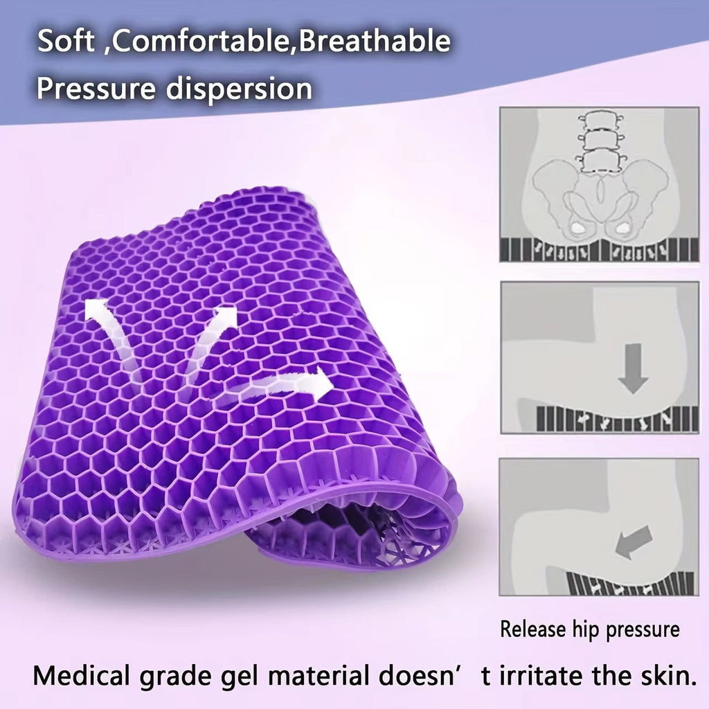 Svena Breathable Honeycomb Gel Seat Cushion - Comfort Support Chair Pad for Office & Car, Cooling Pressure Relief TPE Cushion with Non-Slip Washable Cover
