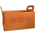 Svena Bear-Embroidered Foldable Felt Storage Bin - Multipurpose Fabric Organizer Basket for Home, Office, and Car Trunk, Durable Collapsible Storage Box with Handles