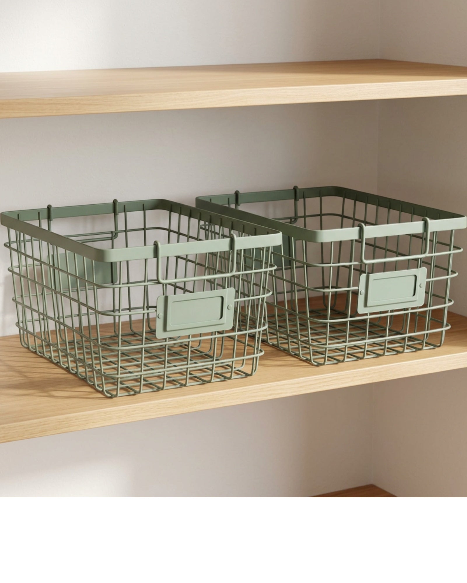 Svena Gridnest Steel Wire Storage Baskets Sage 2 Pack - Lifestyle view