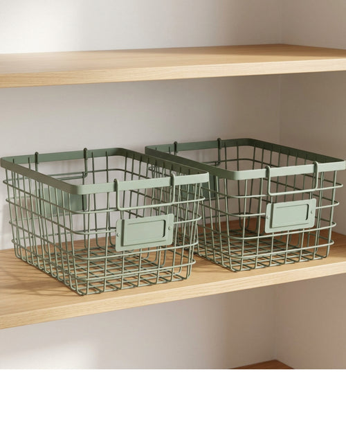 Svena Gridnest Steel Wire Storage Baskets Sage 2 Pack - Lifestyle view