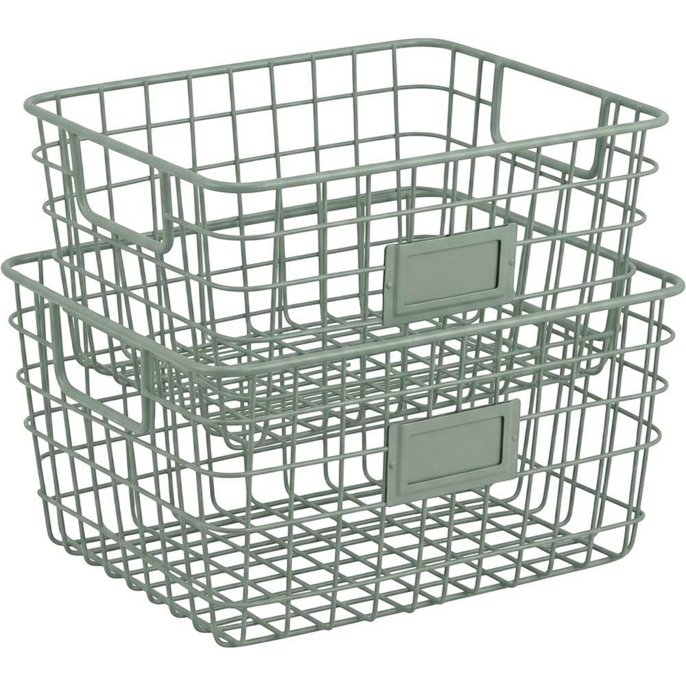 Svena Gridnest Steel Wire Storage Baskets Sage 2 Pack - Product view