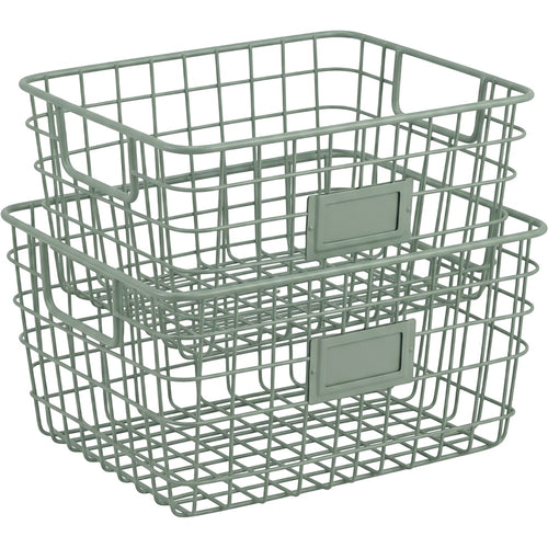 Svena Gridnest Steel Wire Storage Baskets Sage 2 Pack - Product view