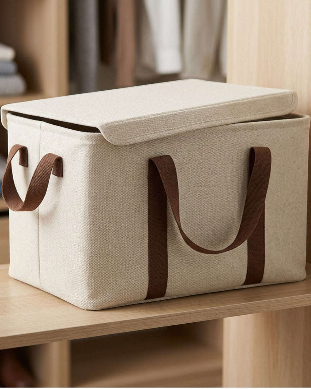 Svena Lidfold Canvas Storage Basket 18 x 12 in Oatmeal Brown - Lifestyle view